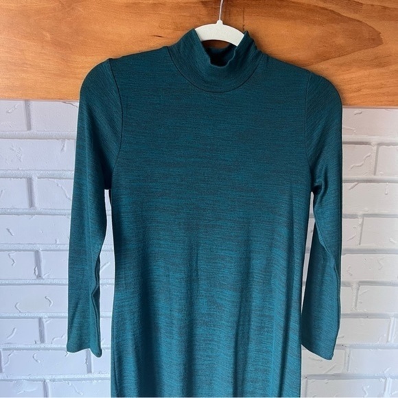 Banana Republic Luxespun Mock-Neck Sweater Dress Side Slit, Green, XSP NWT - Picture 4 of 13